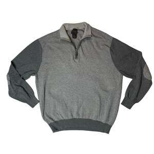 Joseph A Bank 1/4 Zip Sweater Mens XL Gray Cotton Cashmere Pullover